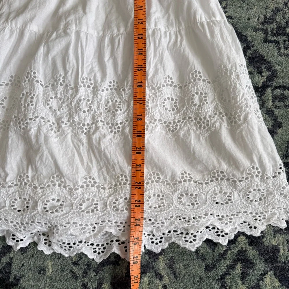 Strapless Women’s American Eagle Y2K Eyelit White Mini Dress Summer Preppy Boho - Picture 5 of 11